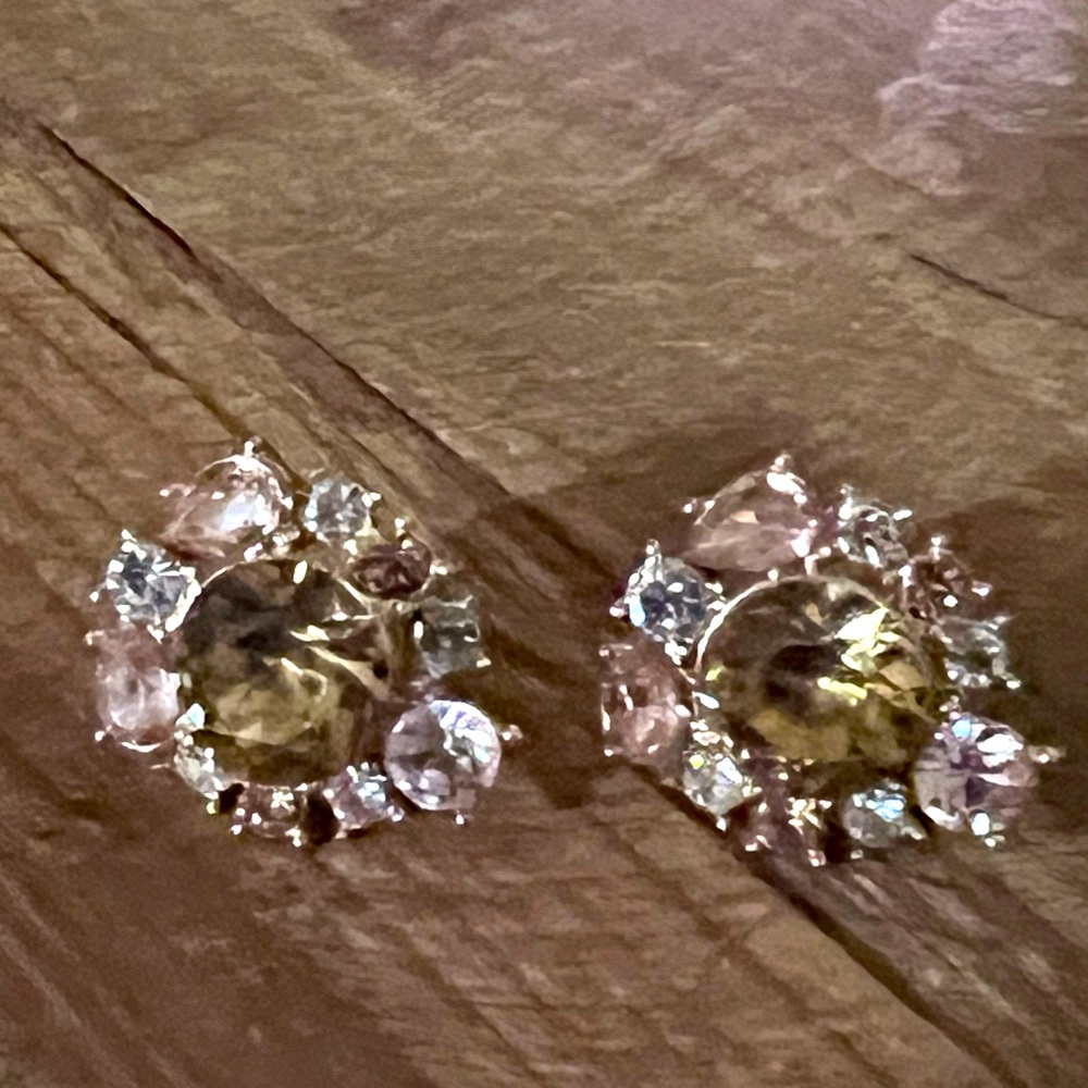 Beautiful citrine and clear gemstone cluster earrings